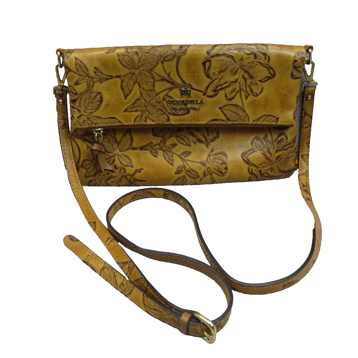 Cuoieria Fiorentina Italy Leathsr Green and Brown Shoulder Bag Cuoieria Fiorentina Leather Shoulder Bags for Women for sale  main image 2