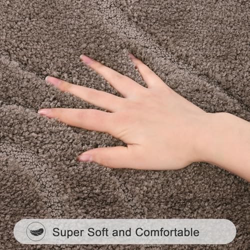 HEBE Bathroom Rugs Sets 5 Piece, Soft Absorbent Microfiber Bath Mat for 