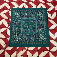 Vintage Green Floral Cotton Bandana Workwear Used