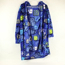 Boys Blue Plush Sports Motif Robe Size L 14/16 Cozy Sleepwear