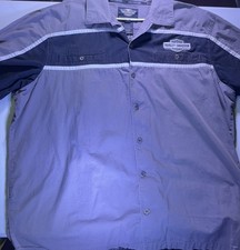 Harley-Davidson Mechanic Short Sleeve Work Shirt Gray Garage Mens Large Button