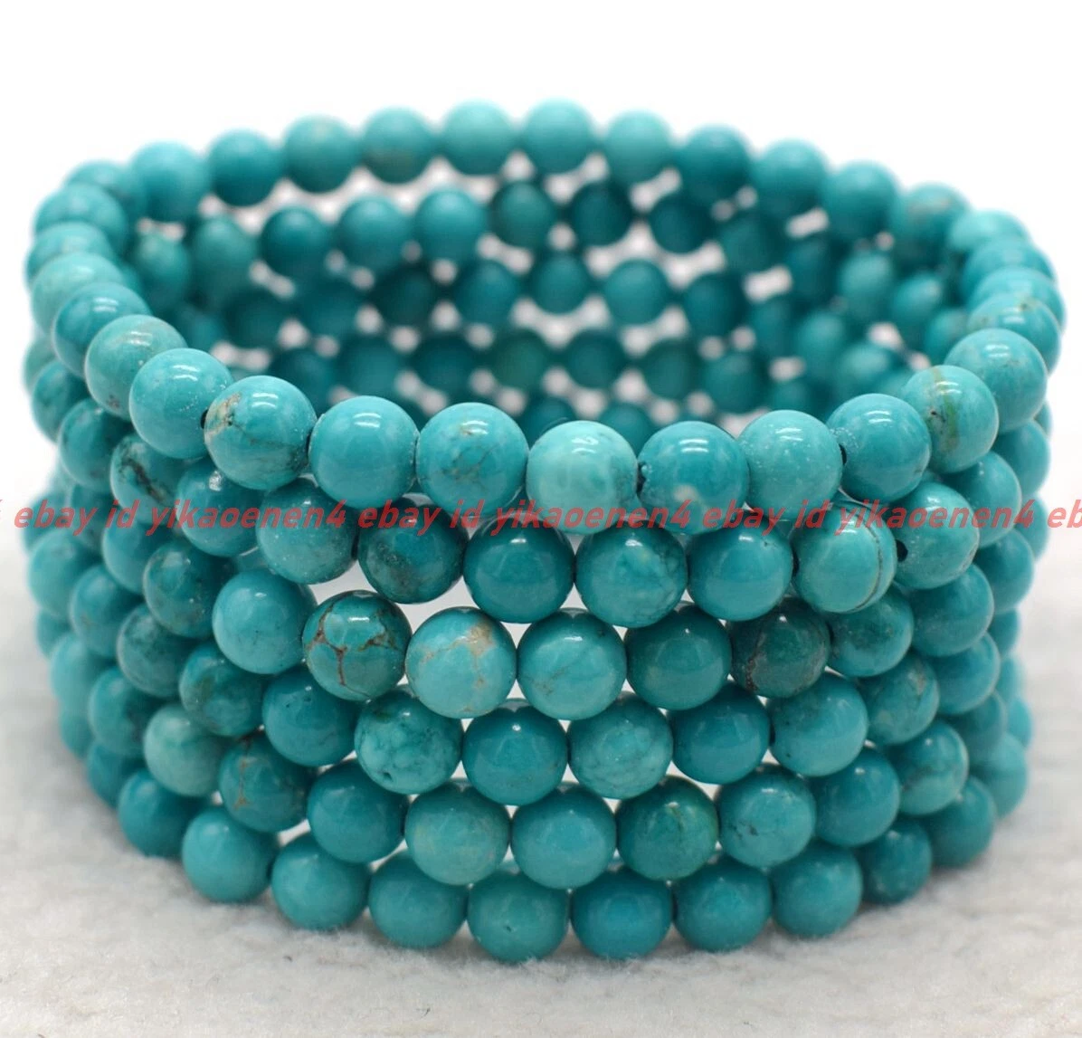 VALENTINO Lotto Ingrosso 6 Pezzi Bracciale Elastico Cristallo Turchese Naturale 6mm 7 5” AAA