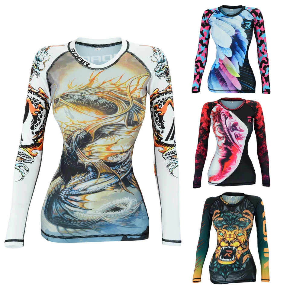 Koyes Fightwear Women's MMA Compression Rash Guard BJJ Wrestling Long Sleeve  - Image 2 of 3