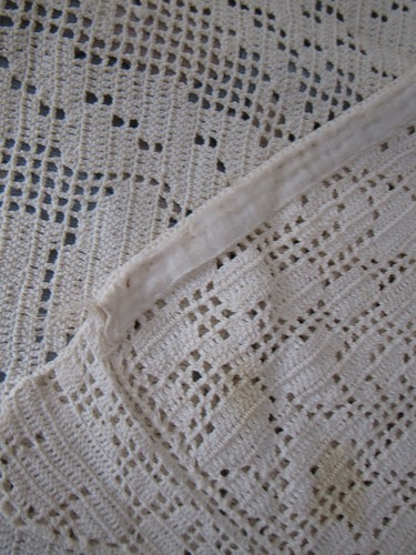 SWEET ANTIQUE FRENCH HAND CROCHET COTTON CURTAIN BASKET FLOWERS 2nd - Picture 8 of 8