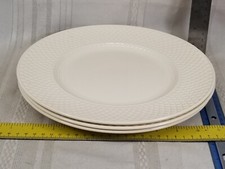set of 3 Spode England "Mansard" - 10 1/2" CREAM Embossed Rim Dinner Plates