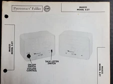 MASCO MODELS E-ZT INTERCOMMUNICATIONS SYSTEM PHOTOFACT