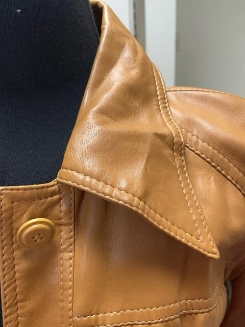 abrigo vintage world fashions diseñado por dori imitación cuero talla 16.5 Foto 4 de 4