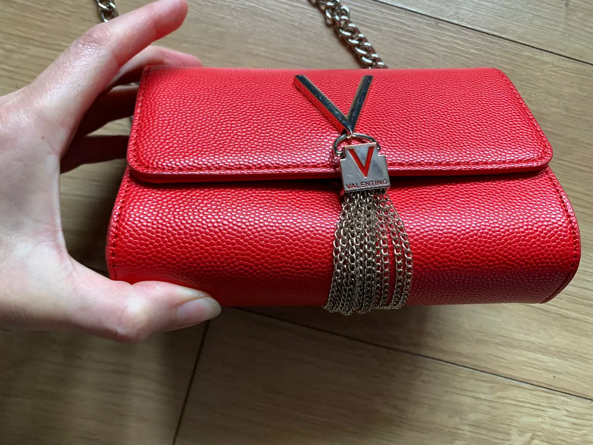 Valentino Bags Divina Chain Shoulder Bag in red. - Depop