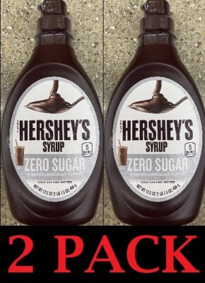 2x Hershey's Genuine CHOCOLATE Flavor Syrup ZERO SUGAR 17.5 Oz