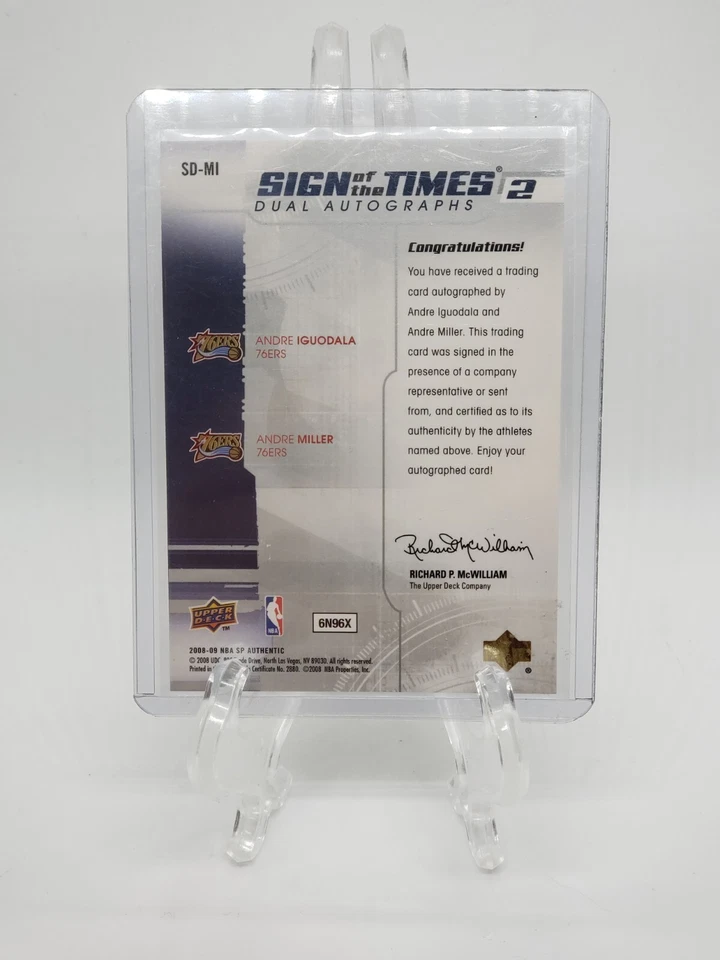 2008-09 UD Dual Autographs Andre Iguodala / Andre Miller rookie auto /50 - Image 2 of 2