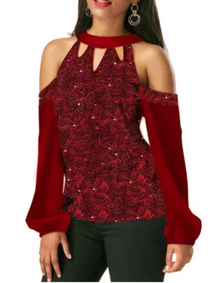 Halter Style Sequin Blouse Top