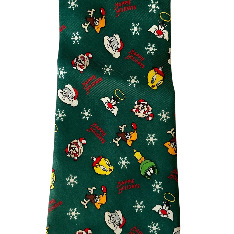 CORBATA WARNER BROS STUDIO STORE HAPPY HOLIDAY LOONEY TUNES ESTAMPADO SEDA HOMBRE Foto 2 de 4