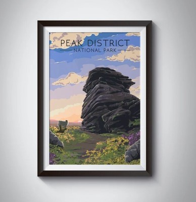 Peak District National Park Poster, Salt Cellar, Mother Cap, Climbing