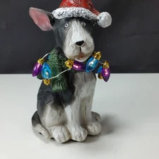 Cutest Sad Dog Christmas Ornament with Working Lights Black and White 5-1/2"