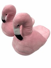 Womens Plush Light Pink Flamingo Slippers Scuffs House Shoes Small 5-6