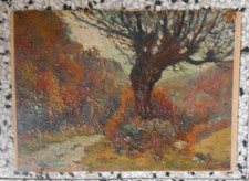 B. GHIVARELLO ? OLIO SU CARTONE QUADRO DIPINTO PAESAGGIO AUTUNNALE CM. 25 X 34