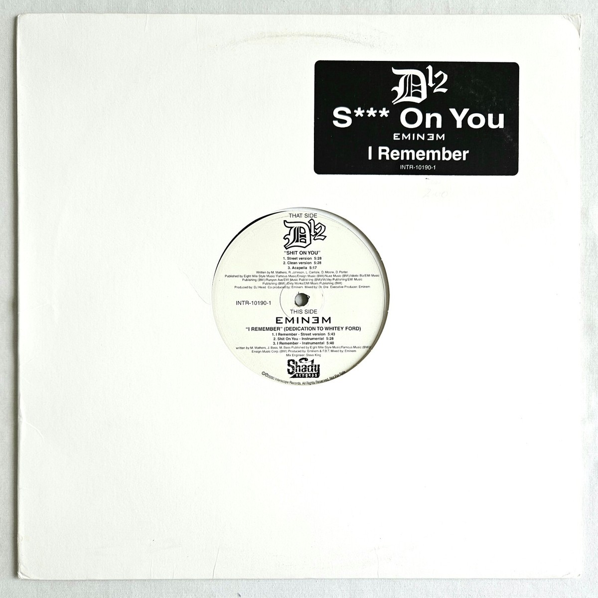 D12/S#!* On Youレコード12“2000年Eminemエミネム D12/S#!* On Youレコード12“2000年Eminemエミネム 2000 - D12