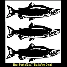 Sockeye Salmon Three Pack 7" Black Vinyl Decal sportsman fishing car window
