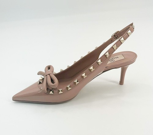 Valentino Rockstuds Bow 60mm Patent Leather Slingback Pumps 10 US 40 EU $1150 - Picture 3 of 4