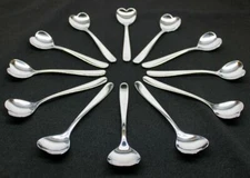 SET OF 12 HEART-SHAPED COFFEE/TEA/DESSERT 5" SPOONS • ALESSI FOR DELTA AIRLINES