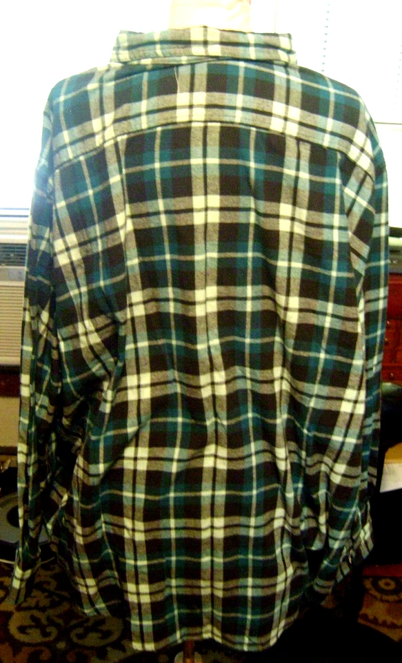 SONOMA 男式 4 XB 全新绿色/黑色/灰色棉质长袖法兰绒衬衫, — 第 2/4 张图片