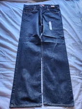 ARIZONA  MEN'S DENIM DARK BLUE JEANS ORIGINAL STRAIGHT LEG BOOTCUT SZ 42W 36IN 