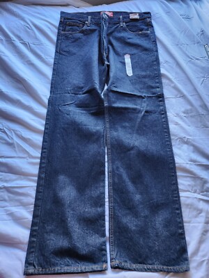 ARIZONA MEN'S DENIM DARK BLUE JEANS ORIGINAL STRAIGHT LEG BOOTCUT SZ 42W  36IN