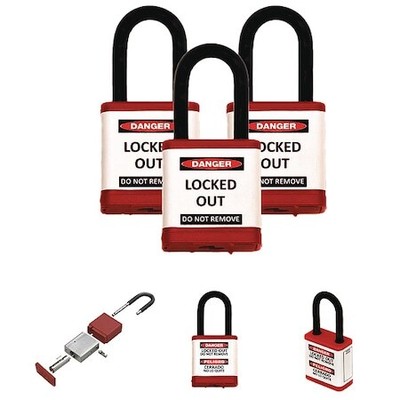 Zing 700Ka3-Red Lockout Padlock,1-1/2'' H Shackle,Pk3