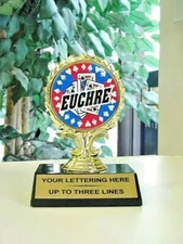 EUCHRE OR POKER  ECONOMY CARDS CARD TROPHY AWARD FREE LETTERING P132G #