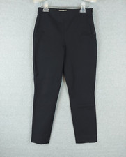 Everlane Slim Leg Dress Pants Sz 6 Navy Black Rise Stretch Side Zip Trouser