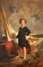 Oil painting young child girl landscape Charles+Edmund+Brock-Lady+Mairi+Stewart