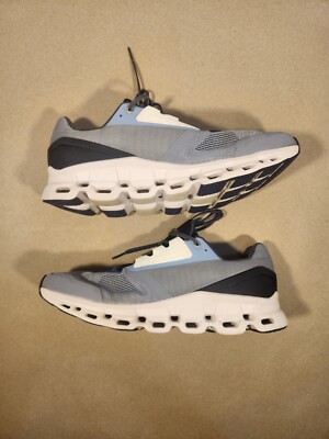 On Cloudstratus Fossil Grey Navy White Running Shoes  display picture 1