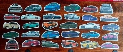 30 x COOLE AUTO KLEINE VINYL GEFORMTE AUFKLEBER (SET 4) * MOTORSPORT * ILLUSTRATION * NEU