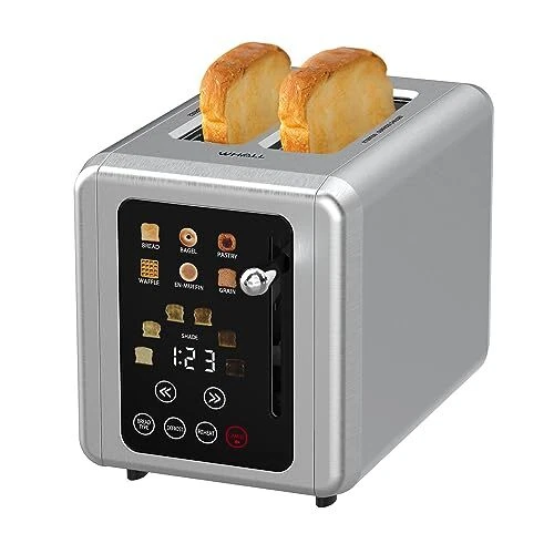 Toaster 2 Slice Retro Toaster Stainless Steel With 6 Bread Shade Settings  And Bagel Cancel Defrost Reheat Function, Cute Bread Toaster With Extra  Wide