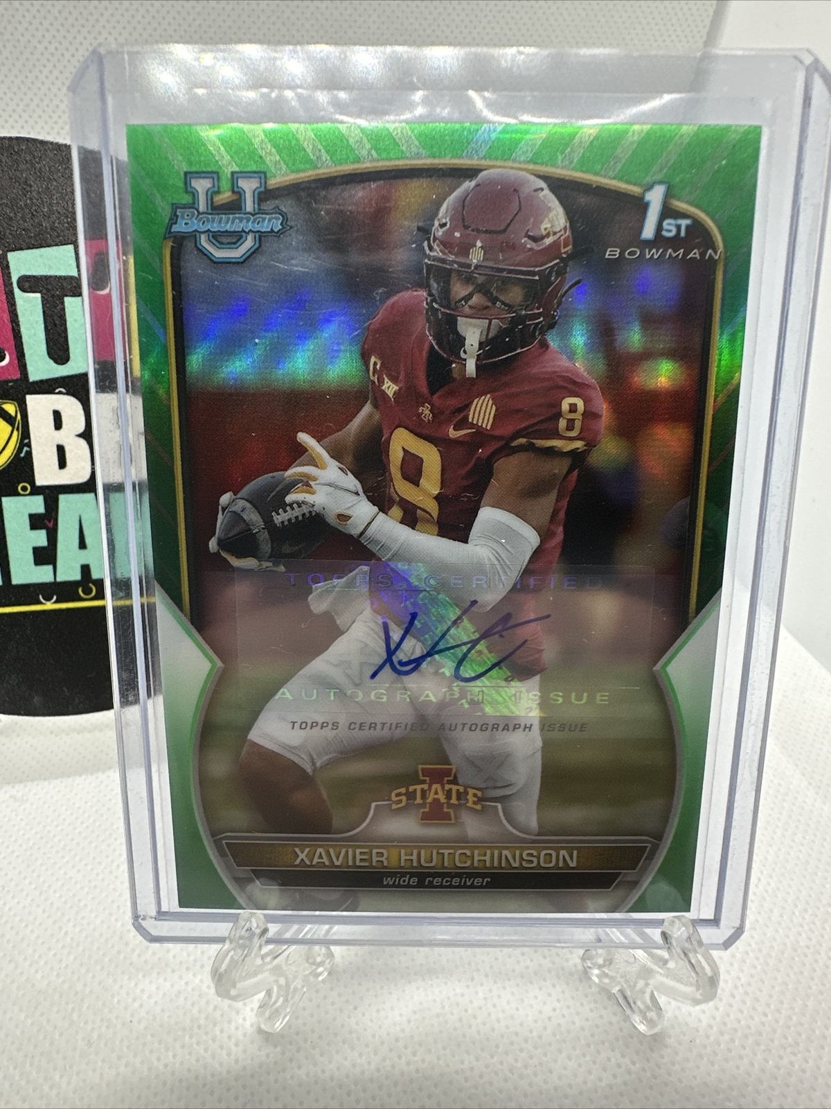 2022 BOWMAN CHROME U XAVIER HUTCHINSON GREEN REFRACTOR AUTO /99 Iowa State