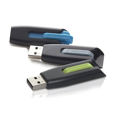 Verbatim 16gb Store 'n' Go V3 Usb 3.0 Flash Drive - 3pk - Blue, Green, Gray - 16
