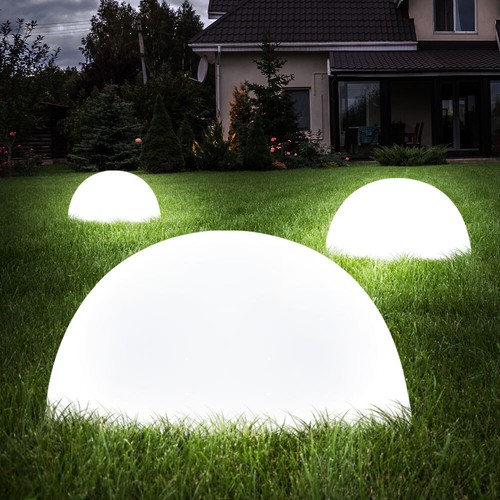Solarleuchte Außenlampe Kugelleuchte LED Halbkugel Gartendeko weiß Hof 2er Set - Bild 9 von 12