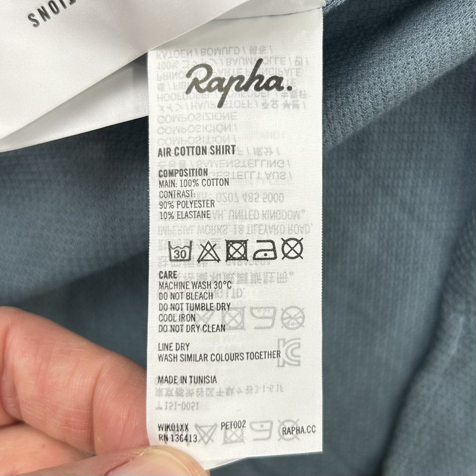 Rapha Shirt Men’s S Blue/Gray Long Sleeve Full Snap Air Cotton Cycling