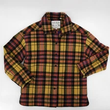 Jack Wills Jacket Chore Barn Coat Womens 6 Yellow Plaid Quilted Flannel Wool