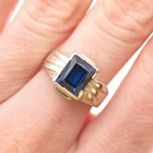 925 Sterling Gold Plated Antique Art Deco Real London Blue Topaz Ring Size 6.25
