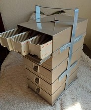 5 Vintage Stacked Ansco Plastic Slide Holders Each Holds 3 Trays Of 40 Attached