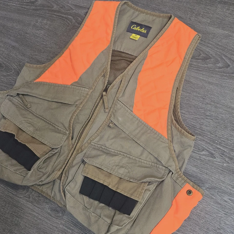 Cabelas Shooting Hunting Vest Full Zip Blaze Orange Pockets Men's Small Regular - Image 2 of 4