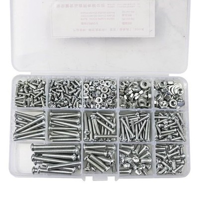 M3 M4 M5 M6 Schrauben mit Muttern und Unterlegscheiben Sortiments Set, 940 Stück