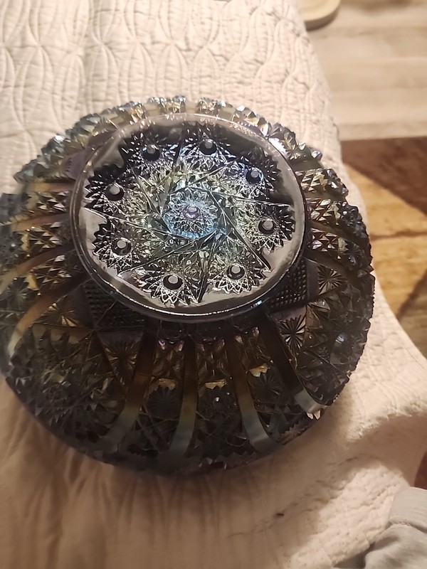 ANTIQUE IMPERIAL GLASS " OCTAGON " CARNIVAL GLASS BIG CENTERPIECE BOWL 9.50" WID