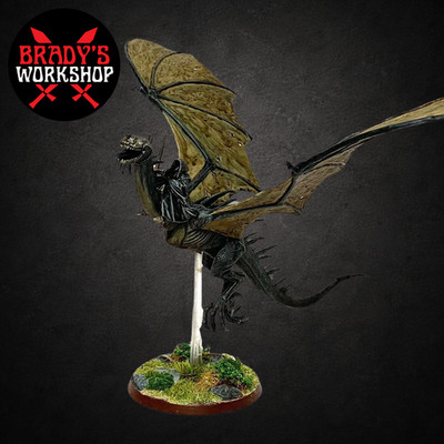 NAZGUL ON FELL-BEAST Mordor Herr der Ringe Warhammer 28mm bemalt MESBG