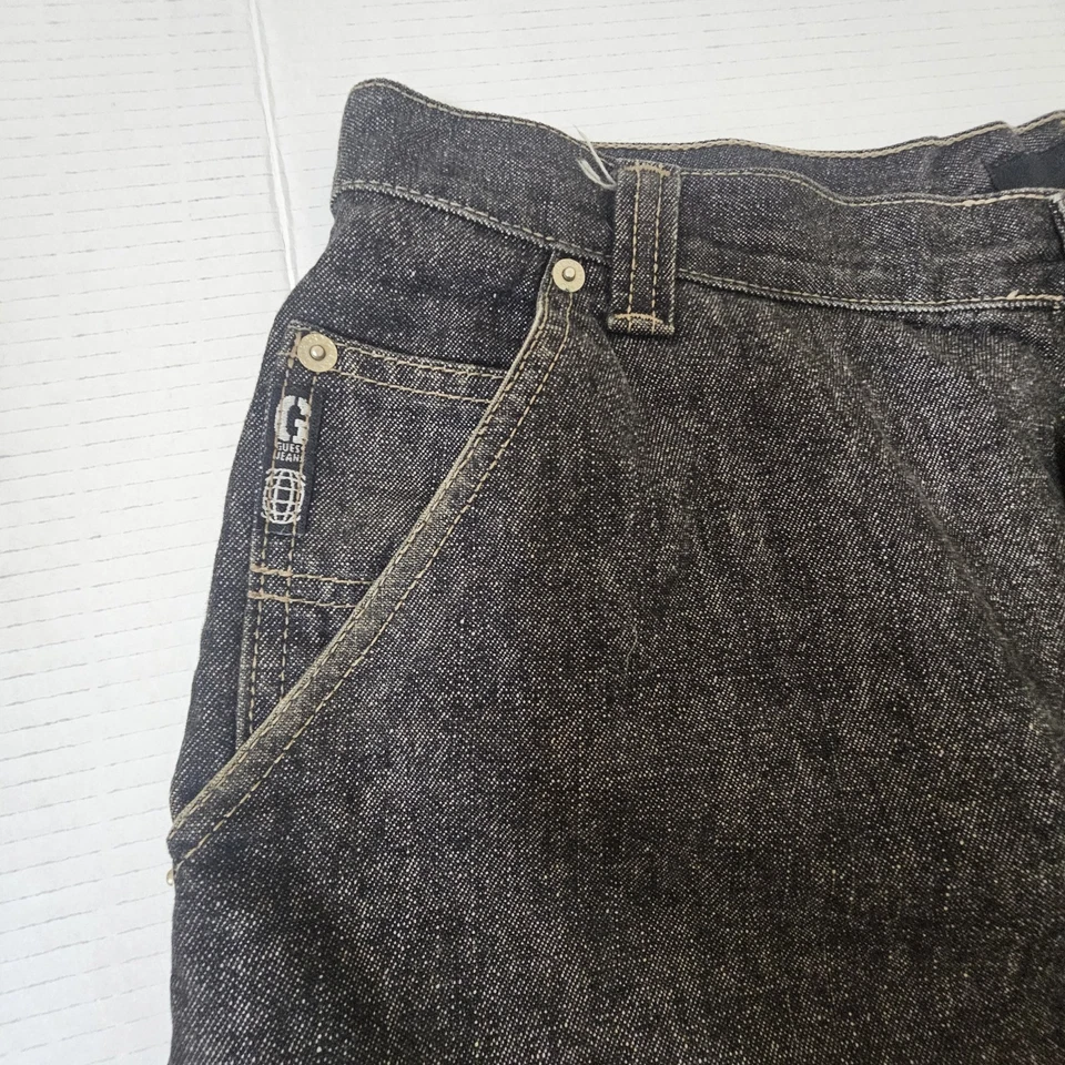 Vintage 90S Y2K GUESS Jean Baggy Denim Jorts Shorts Black USA Mens Sz 38 DK274  - Image 4 of 4