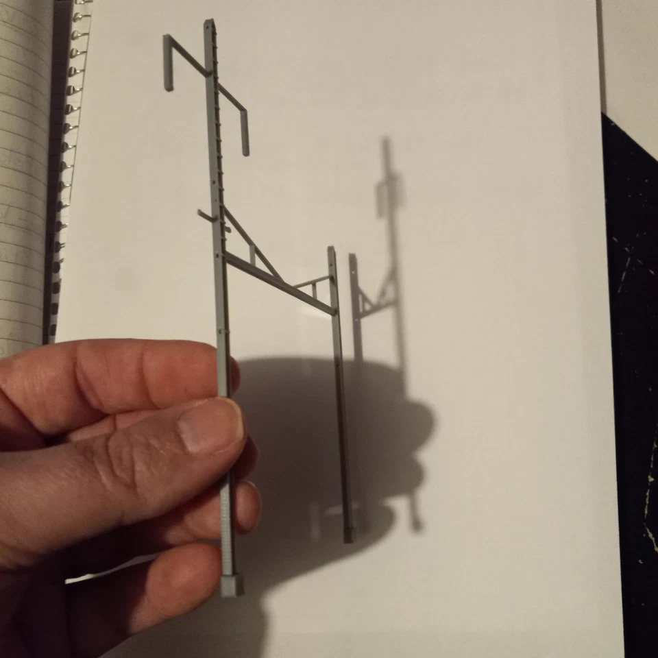 HO Scale 2 Lane version PRR Amboy Secondary Catenary Style Poles Larger(12 Pack) - Image 3 of 4