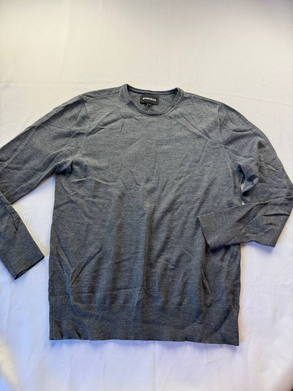 Bonobos Sweater Mens Medium Gray Knit Crew Neck Pullover Long Sleeves Preppy