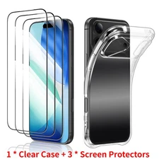 Clear Phone Case & 3pcs Tempered Glass Screen For iPhone 17/17 Air/17 Pro Max 