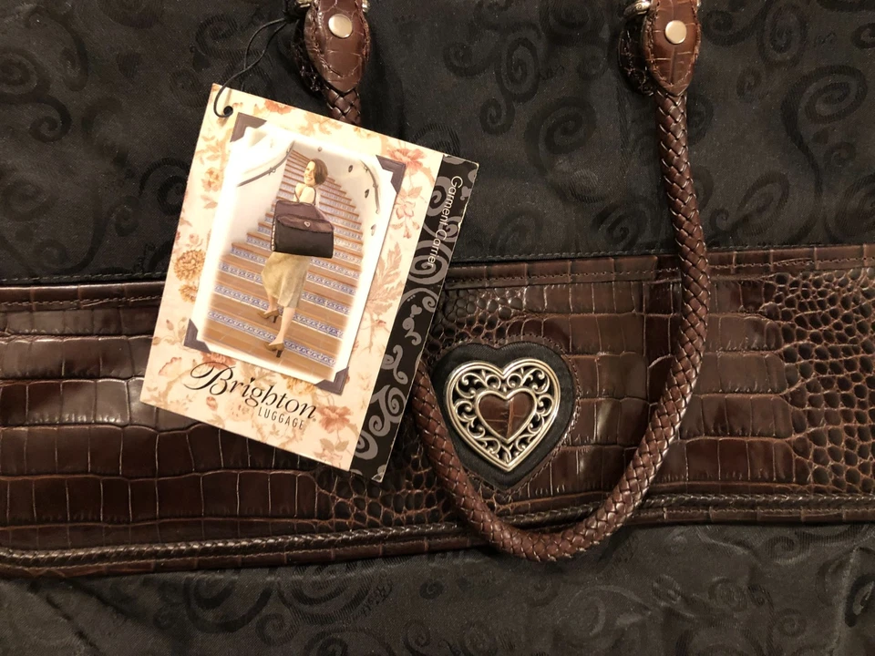 Bolso de viaje Brighton Croc en relieve firma cuero marrón negro jacquard Foto 2 de 4